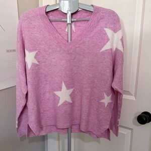 Debut Dreamers Pink Star V-Neck Sweater